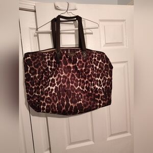 Coach Leopard Print Reversible Weekender Tote Travel Carryall Oversized Bag